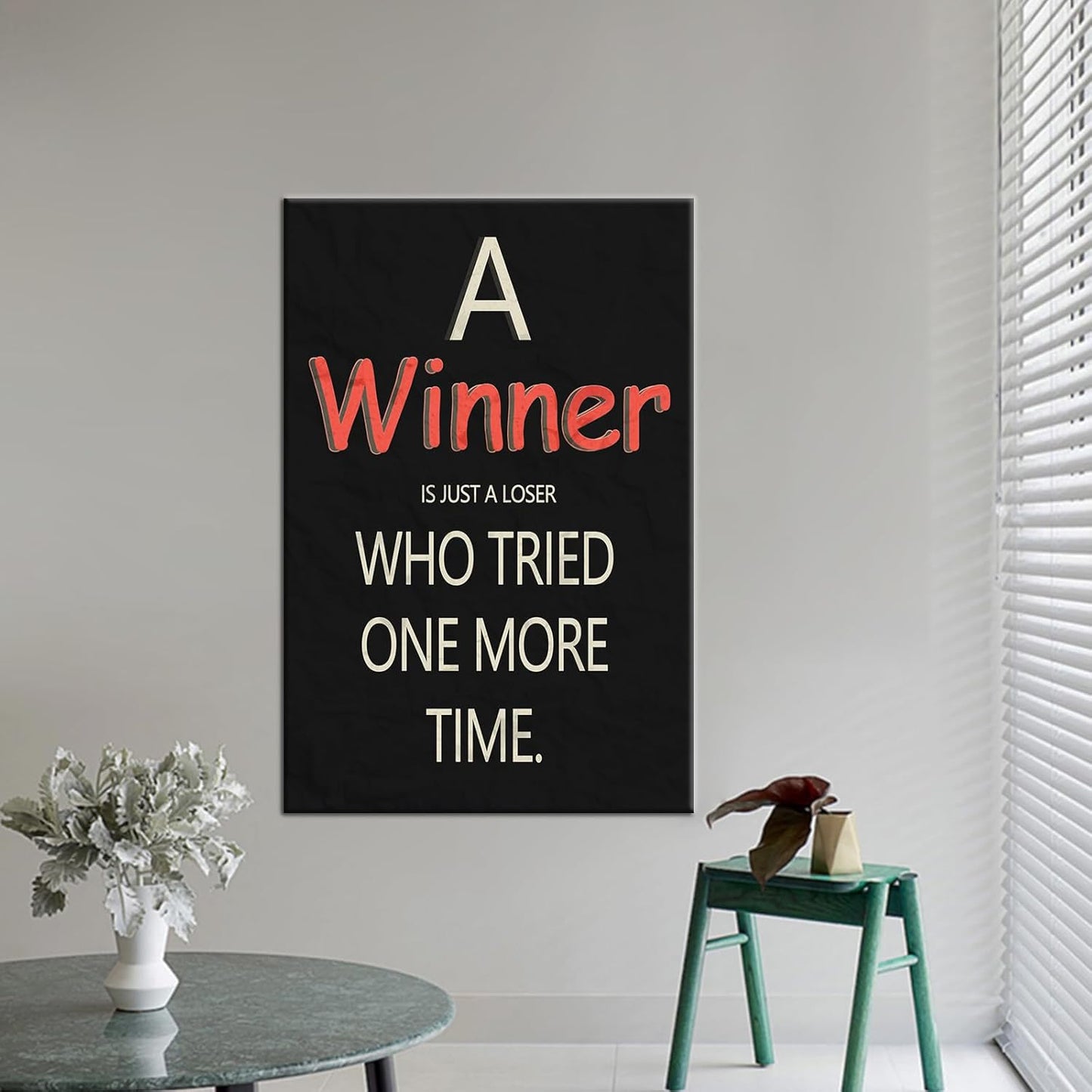 Inspirational Poster Wall Art Office Decor Winner Motivational Quotes Print on Canvas Positive Energy Picture Painting Artwork for Modern Home Living Room Workplace Gym Ready to Hang [24''Wx36''H]
