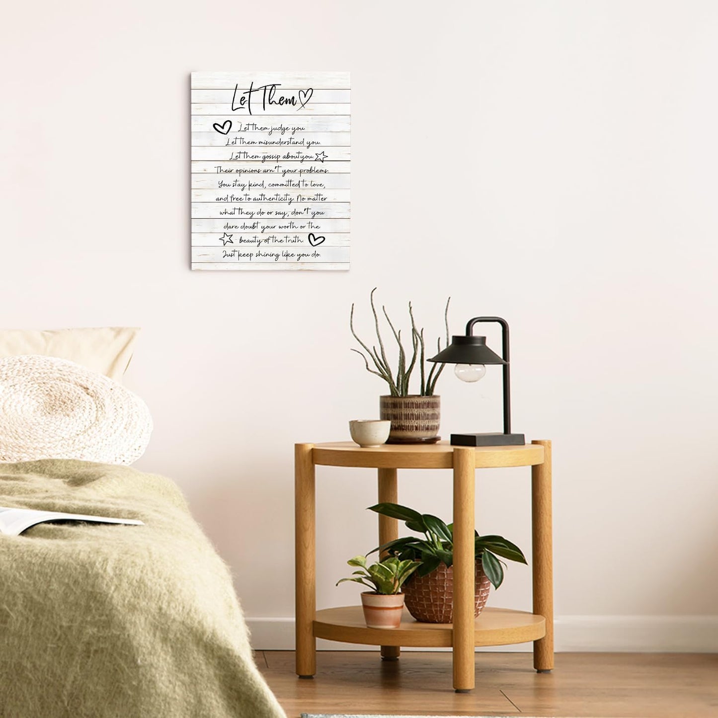 Let Them Inspirational Wall Art Framed, Mental Health Wall Decor, Motivational Positive Affirmations Canvas Wall Art Prints for Home Bedroom Living Room Office, 12x16 Inches