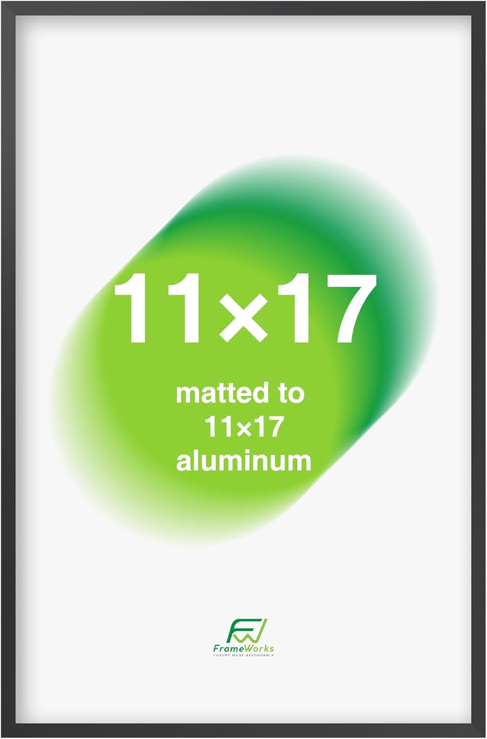 FrameWorks 11x17 Picture Frame – Aluminum Frame w/Tempered Glass, Durable and Stylish Wall Frame for Posters, Photos, Art, Home Decor, Gallery Walls, Office, Living Room - Black