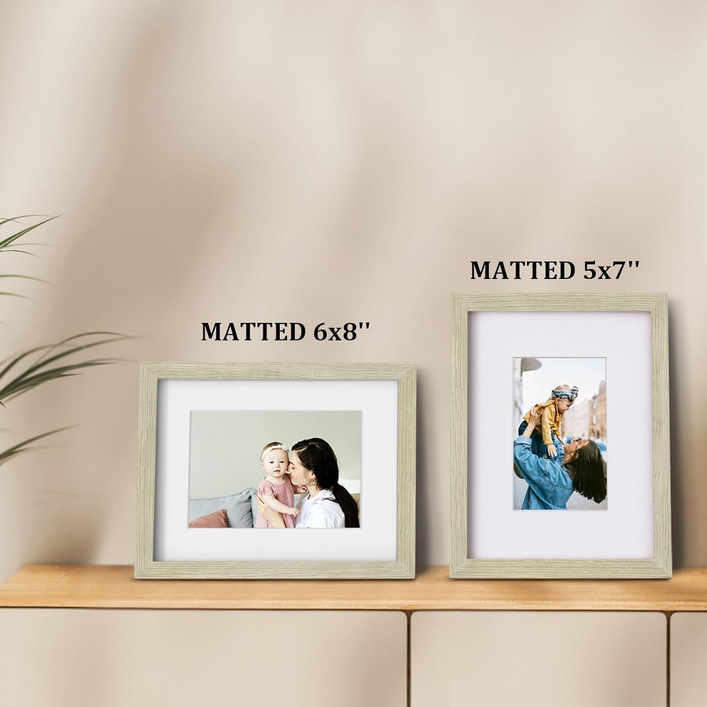 Egofine 9x12 Picture Frames Set of 4, Made of Solid Wood Covered by Plexiglass 5x7 and 6x8 with Mat or 9x12 without Mat, for Table Top Display and Wall Mounting Photo Frame Distressed Wood Grain