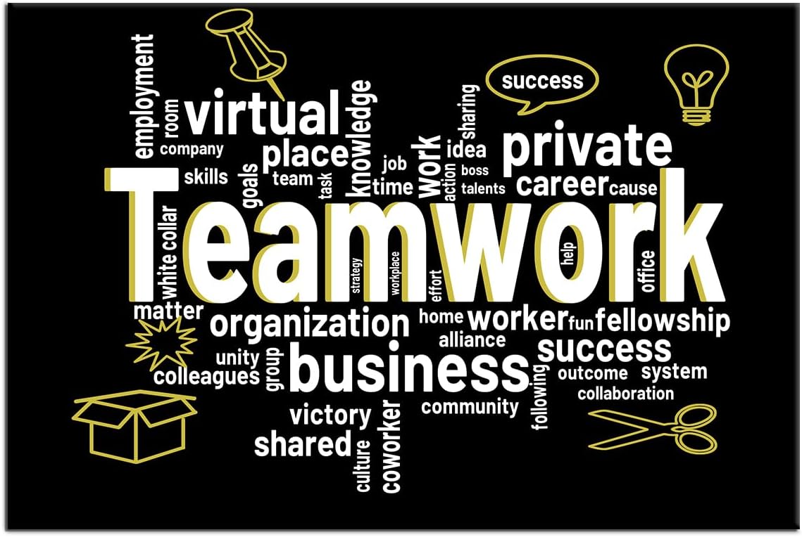 Inspirational Canvas Wall Art Teamwork Motivational Entrepreneur Quotes Poster Print Inspiring Picture Painting Wall Decor Artwork for Modern Home Bedroom Bathroom Office Ready to Hang [18''Wx12''H]