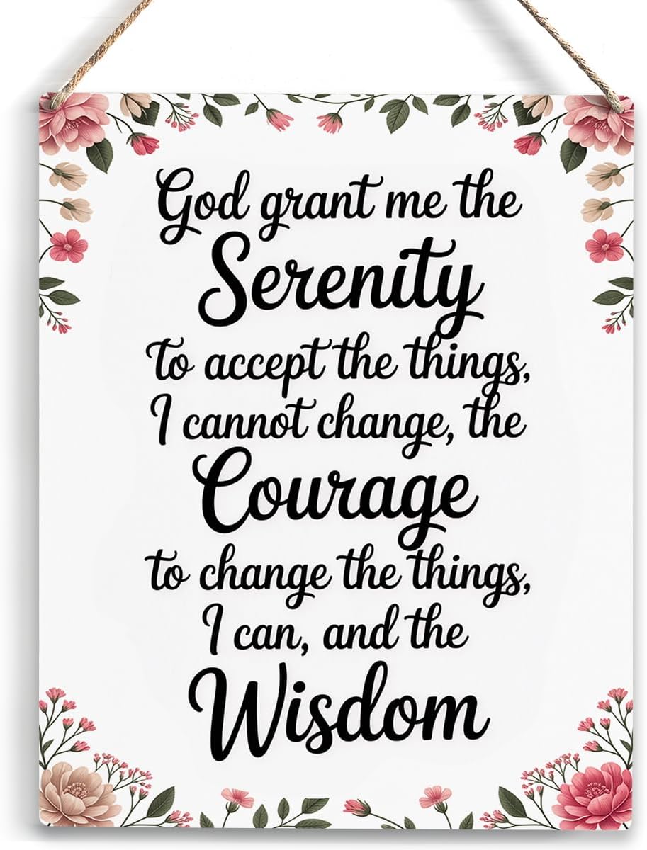 Bible Verses Decor God Grant Me The Serenity, Christian Prayer Room Wall Art Wooden Hanging Plaque 10 x 8 Inch, for Office Bedroom Living Room Home Decor