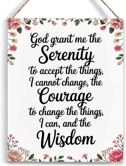 Bible Verses Decor God Grant Me The Serenity, Christian Prayer Room Wall Art Wooden Hanging Plaque 10 x 8 Inch, for Office Bedroom Living Room Home Decor