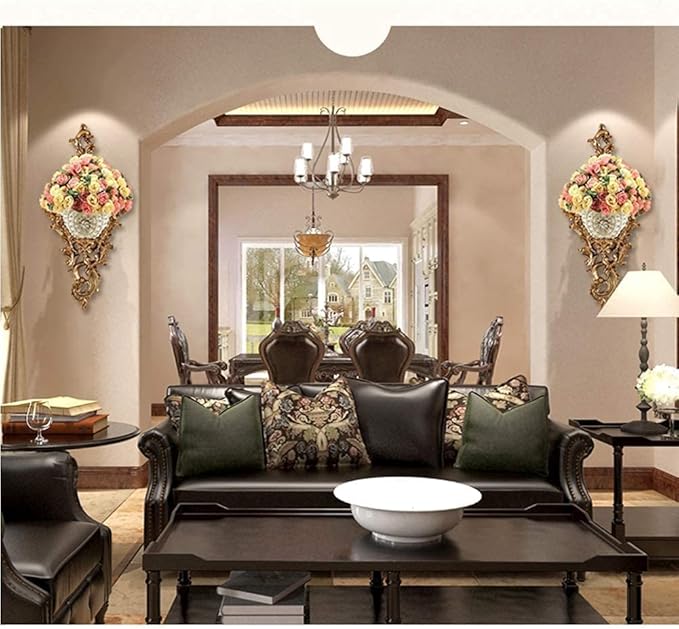 European-Style Retro Resin Wall Mount Flowers Vases for Living Dining Room Bedroom Kitchen Office Hotel Wall Deco Home Decoration Decorative Hanging Planter Vase 66 × 31cm