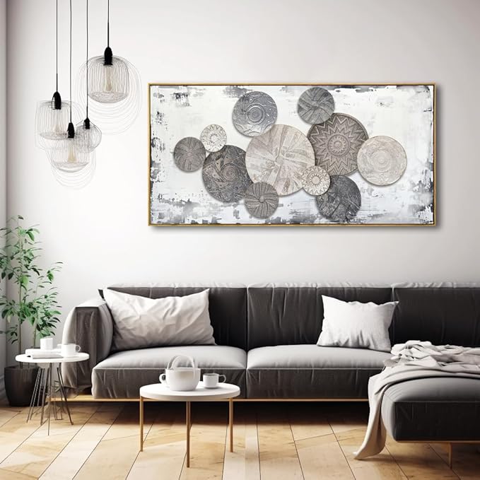 Wall Art Floral Rustic Wall Decor Brown and Grey Canvas Painting Abstract Wall Art for Bedroom Living Room Dining Room Home Office Decor 20"x40" with Framed