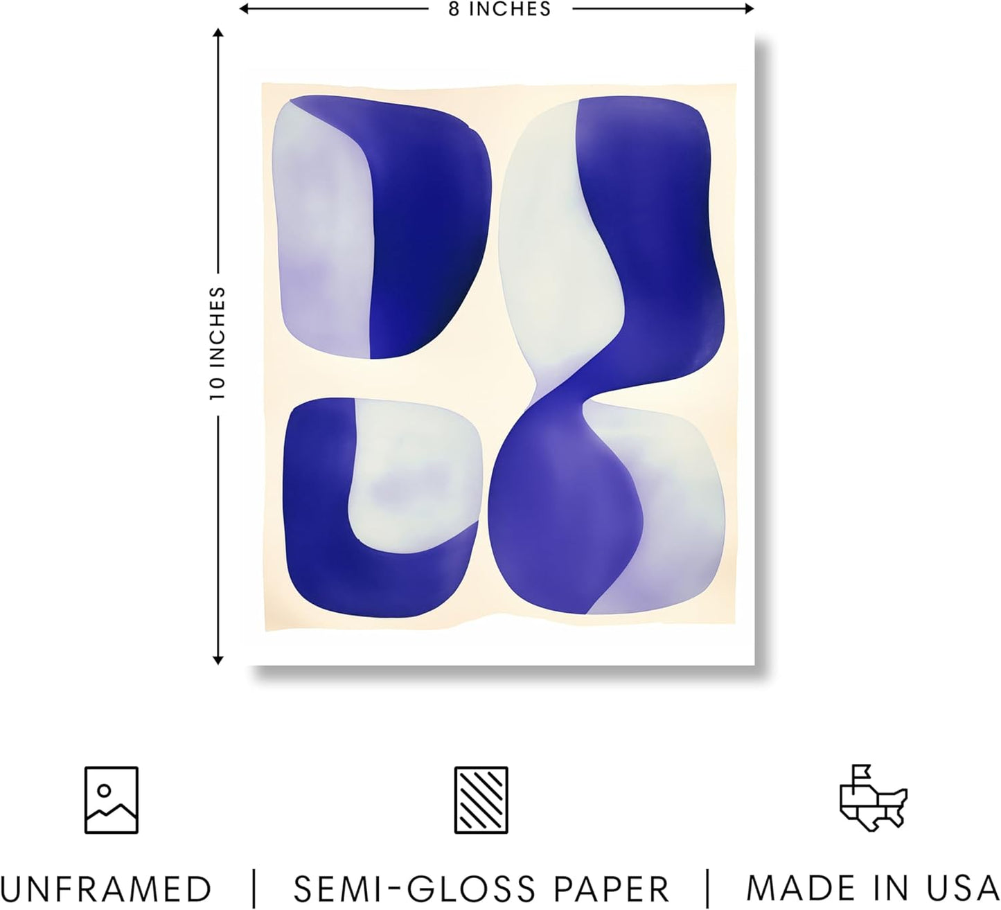 HAUS AND HUES Modern Abstract Wall Art - Blue and Green Living Room Art, Modern Artwork for Walls, Minimalist Picture for Living Room(Blue Tribal Shapes 2, Unframed, 8x10)