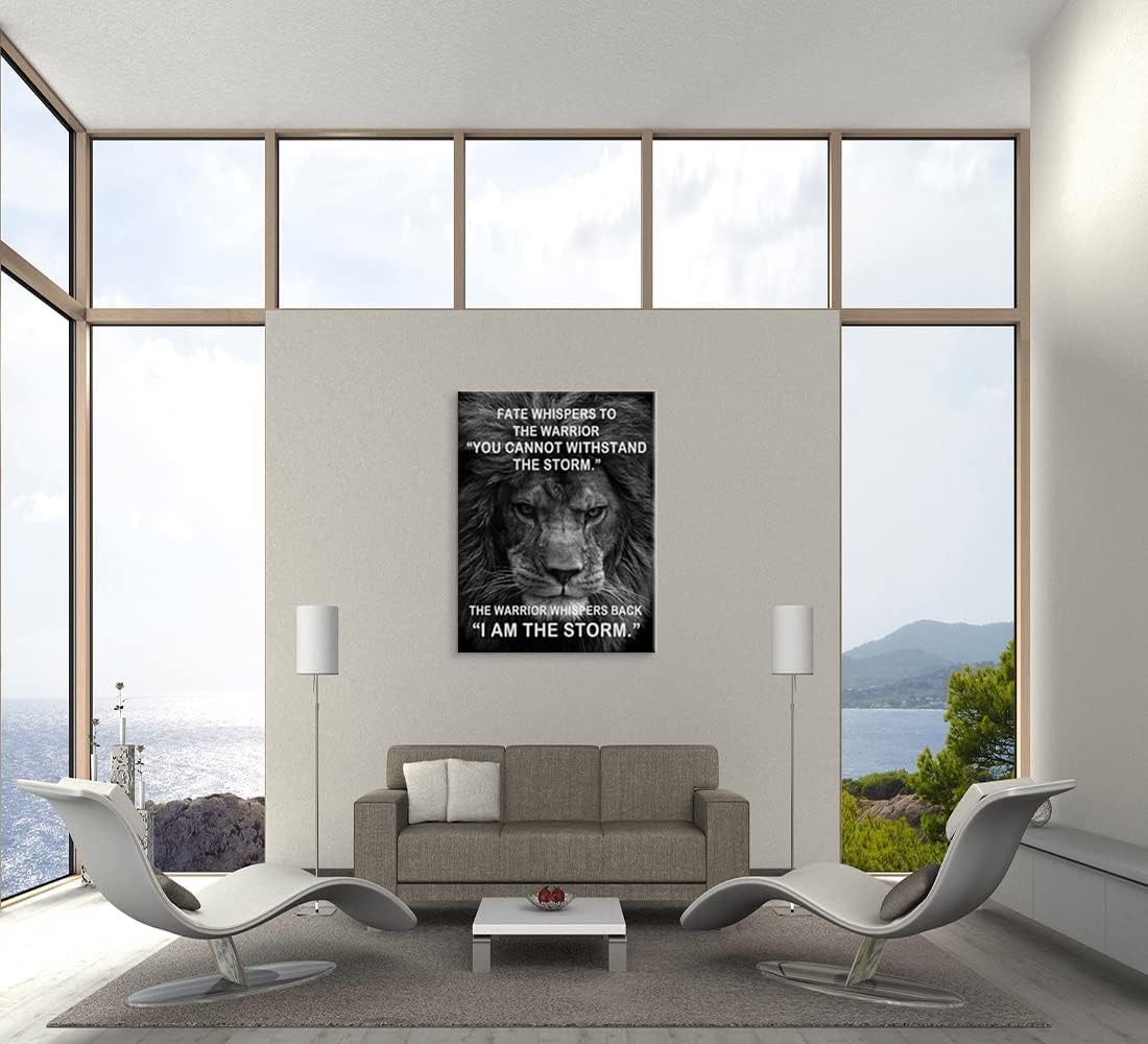 Inspirational Canvas Wall Art Motivational Entrepreneur Quotes Lion Poster Print Animal Picture Office Wall Decor for Living Room Bedroom Gym Decoration Framed Ready to Hang[30″W X 40″H]