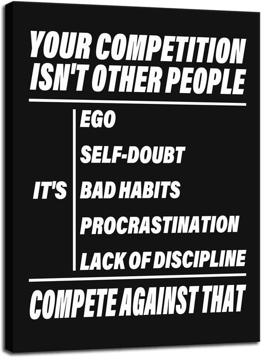 Inspirational Canvas Wall Art Discipline Posters Motivational Painting Pictures Positive Office Wall Decor Quotes Prints Artwork Living Room School Bedroom Framed Ready to Hang[18''W X 24''H]