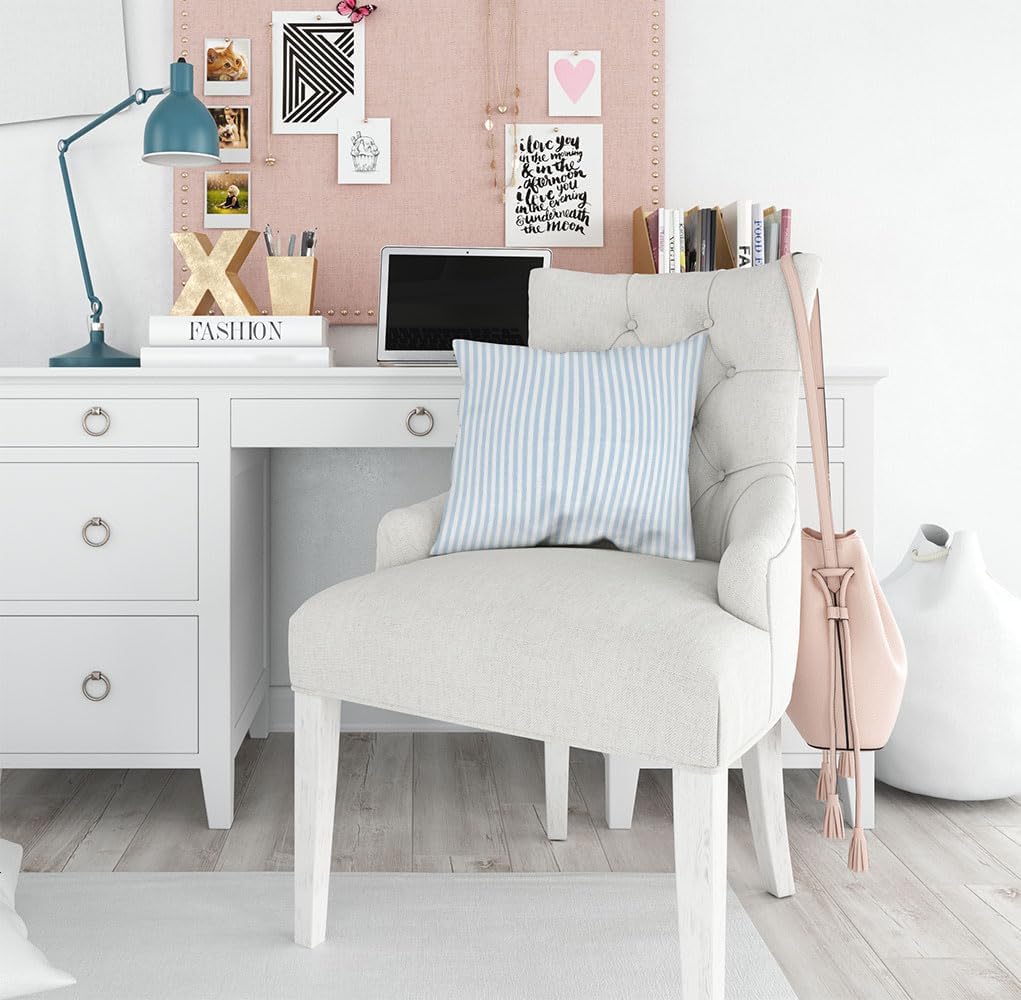 Blue Stripes Throw Pillow Covers 20X20 Inch Geometric Pillow Cases for Couch Bedroom Living Room