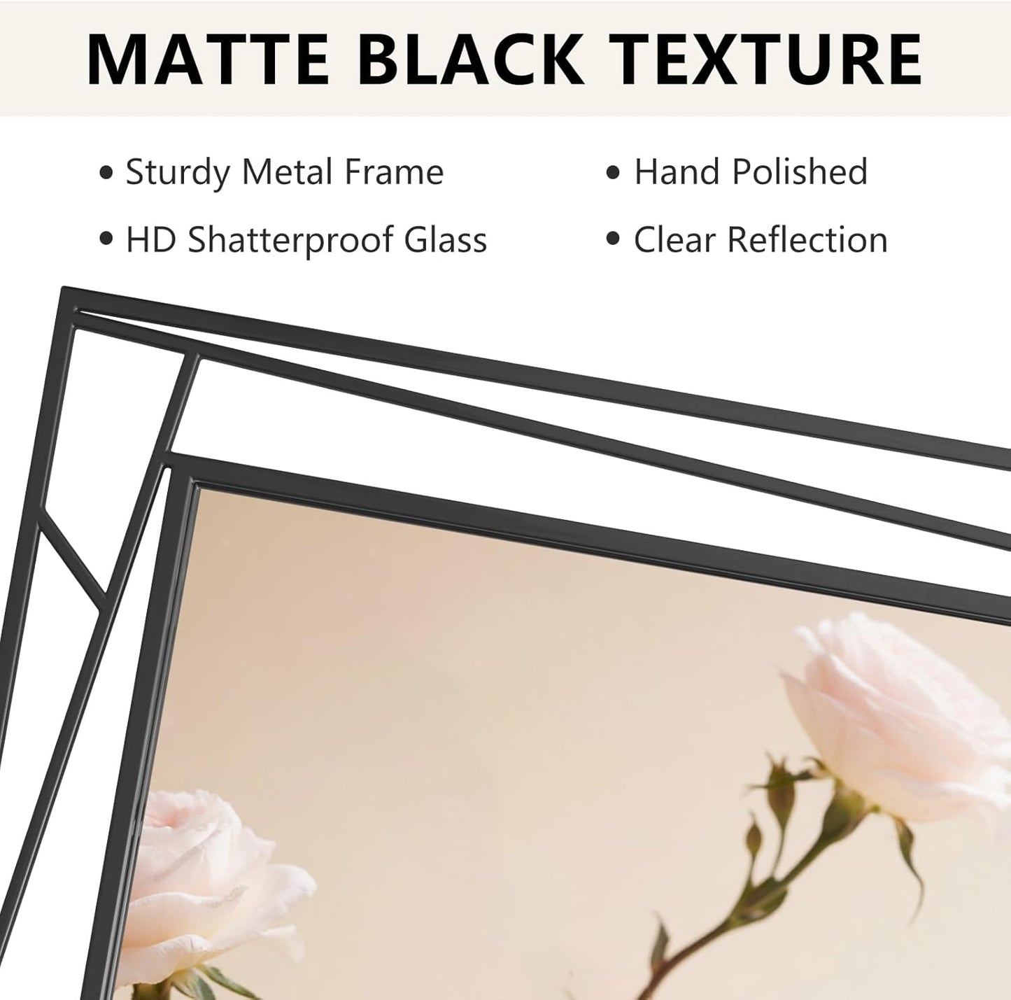 Black Framed Mirror for Bathroom Vanity 45" x 30" Matte Black Rectangle Beveled Frame Wall Mirror for Over Sink, Tempered Glass, Modern Farmhouse Bedroom, Entryway, Living Room