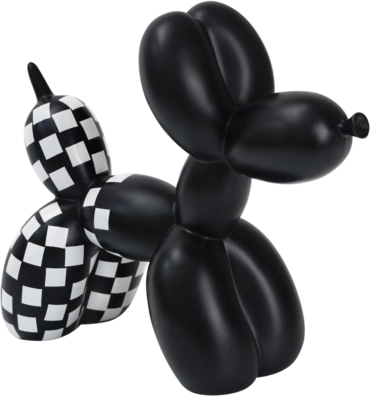 GDYOOSHOW 7 Inch Balloon Dog Decor Balloon Animal Sculpture Creative Puppy Crafts for Modern Bedroom Office Desktop (Black and White Check, H-7inch)