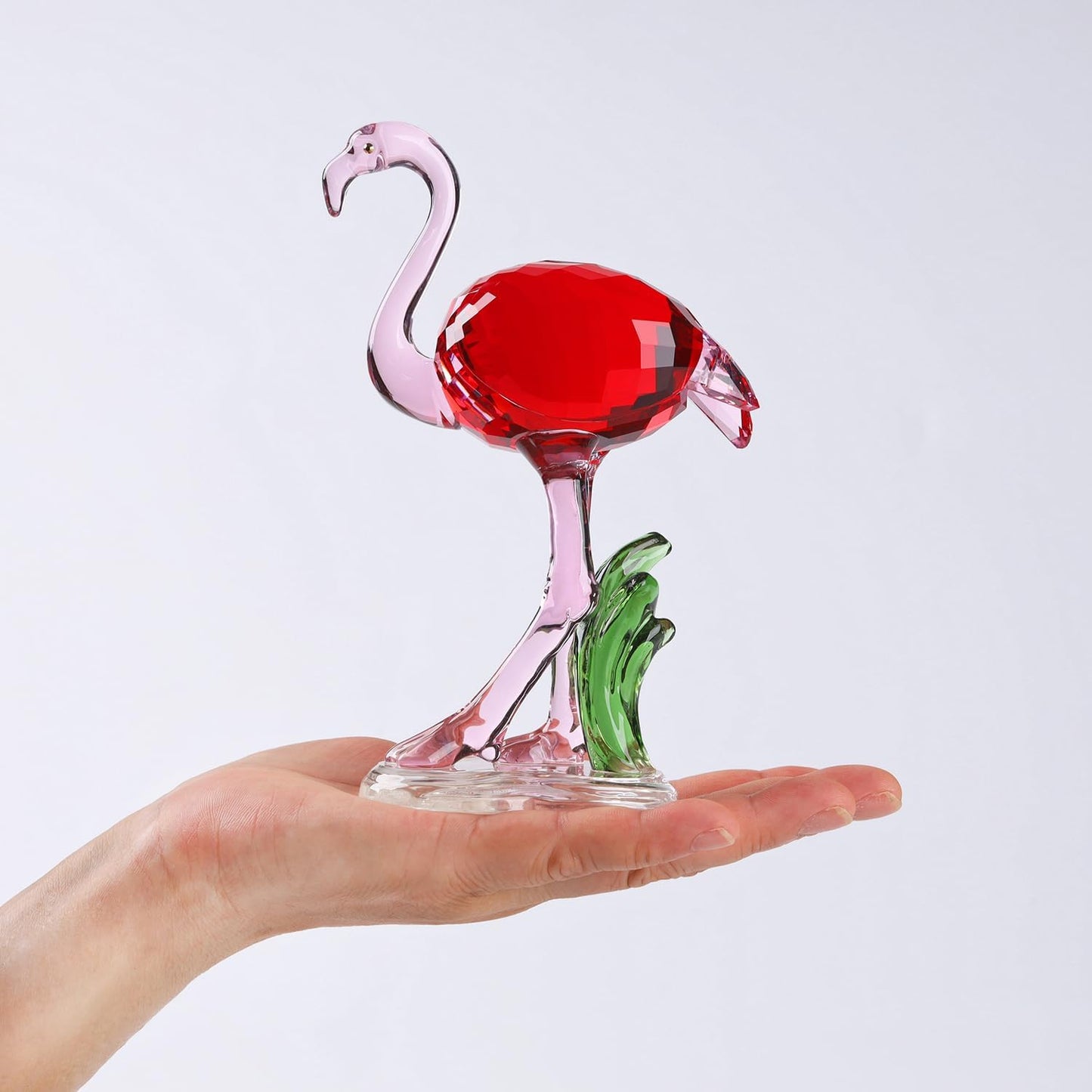 Crystal Flamingo Realistic Animal Art Figurine Collection Table top Ornament Statue Home Decor