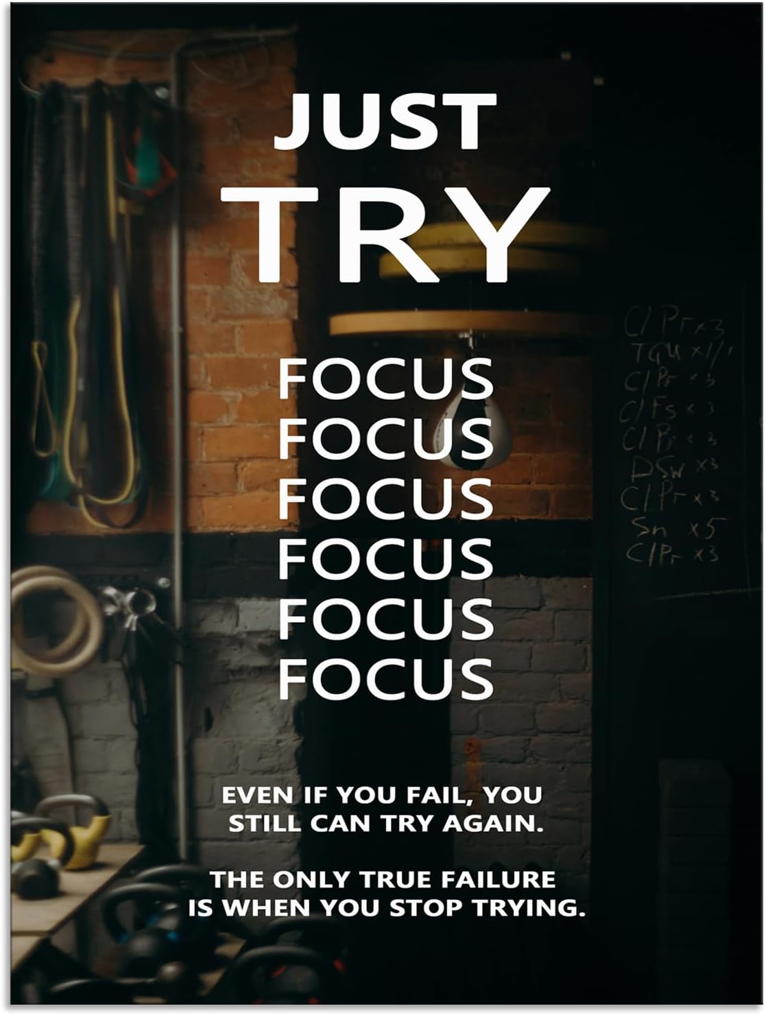 Inspirational Canvas Wall Art Just Try Inspiring Poster Motivational Entrepreneur Quotes Print Artwork Painting Picture for Framed Home Decor Office Living Room Ready to Hang[18''W X 24''H]