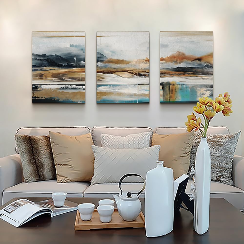 MHARTK66 Large Canvas Wall Art For Living Room Modern Bedroom Wall Decor Abstract Ink Painting Canvas Prints for Home Decorations Ready to Hang Office Inspiration Posters Pictures Artworks 3 Piece