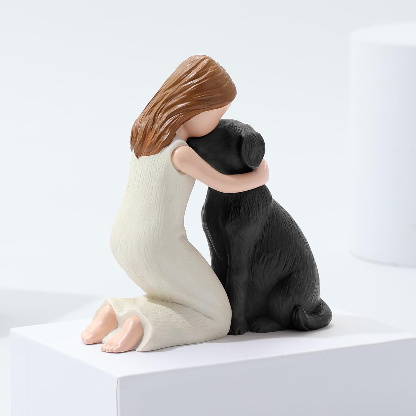 Love My Black Dog Figurines Statues, Black Dog Angel Friendship Remembrance Gifts, Sculpted Hand-Painted Figures for Dog Lovers