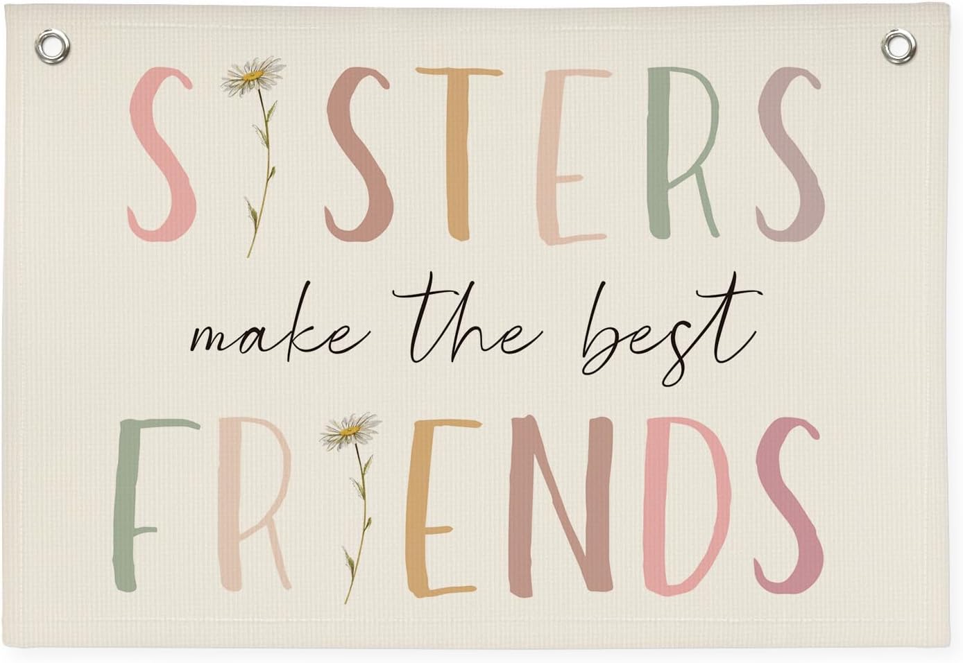Girls Room Decor, Sisters Make The Best Friends Wildflower Wall Decor Banner Flag for Sisters Room Decoration，Boho Nursery Decor Baby Girls Toddler Kids Bedroom 30x20,girlroom