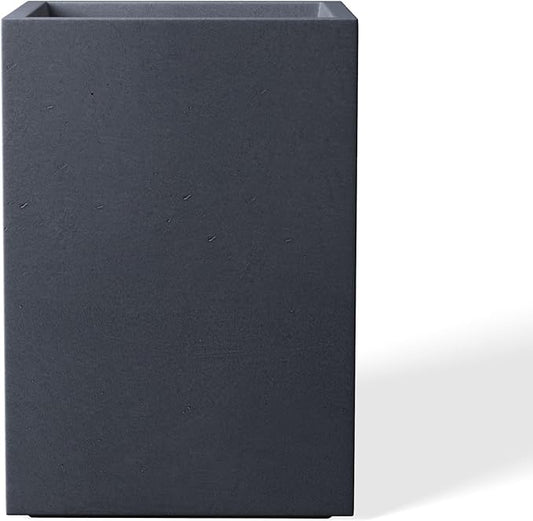 Kante 12.6" H Tall Rectangular Concrete Planters, Outdoor Indoor Lightweight Plant Pots with Drainage Hole and Rubber Plug, Modern Style for Home Garden Patio, Charcoal