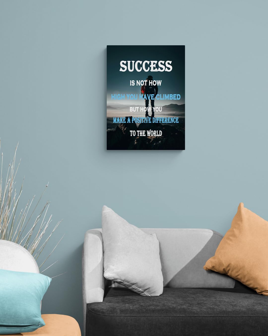GoForArt Success Mountain Motivational Canvas Wall Art, Famous Quote Inspirational Prints Wall Decor, Positive Picture Poster for Office Living Room, Bedroom Dining Room Artwork Home Decoration 12x18in