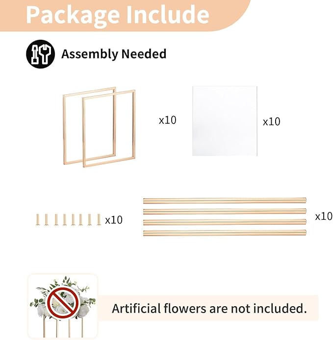 Nuptio 10 Pcs Gold Vase Metal Column Stand Road Lead Geometric Centerpiece Vase for Tables, 15¾ inch Tall Floor Vases Decorative Tall Flower Rack for Home Event Party Wedding Decorations for Reception