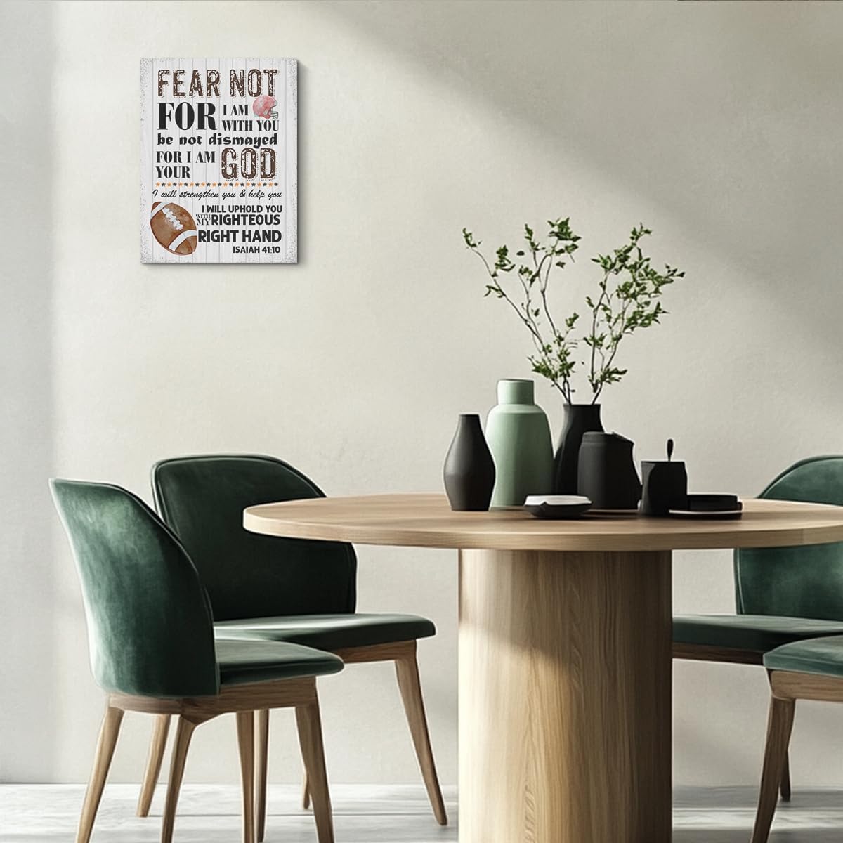 HZMLYDJ Christian Art Boys Bedroom Decor - Bible Verse Wall Decor for Kids - Scripture Wall Art - Christian Gifts - Rustic Kids Room Decor - Football Room Decor - Religious Quotes for Men, Man cave