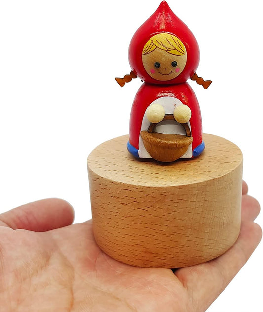 Cute Little Red Riding Hood Mini Music Box, Cartoons Wooden Mechanical Music Box, The Music Box Gift That Sings Castle in The Sky, Best Gift for Boy Girl Kids Singing Music Gift Box