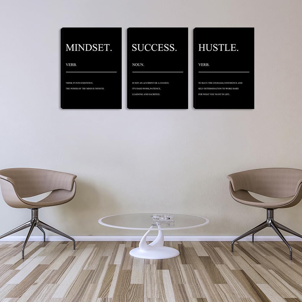 Inspirational Posters Motivational Wall Decor Canvas Wall Art Inspiring Painting Print Black Quotes Success Motivational Posters Office Wall Decor Home Living Room Bedroom Office Decor Framed Artwork