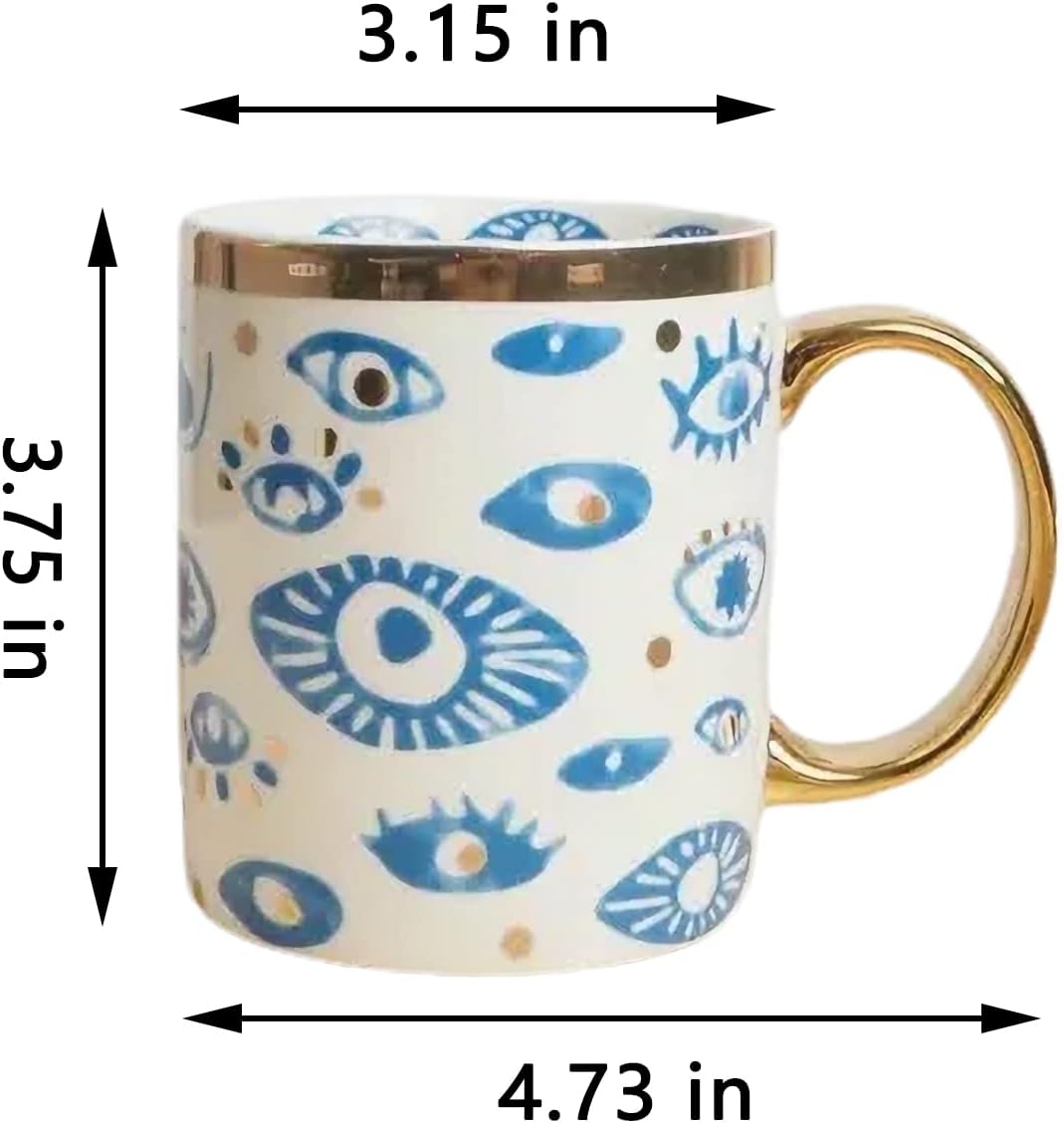 Evil Eye Ceramics Coffee Mugs 12oz Perfect for Cappuccino Latte Tea Beer Hot and cold drinks, Coffee Cups for home and office, Dishwasher Safe (Eyes)