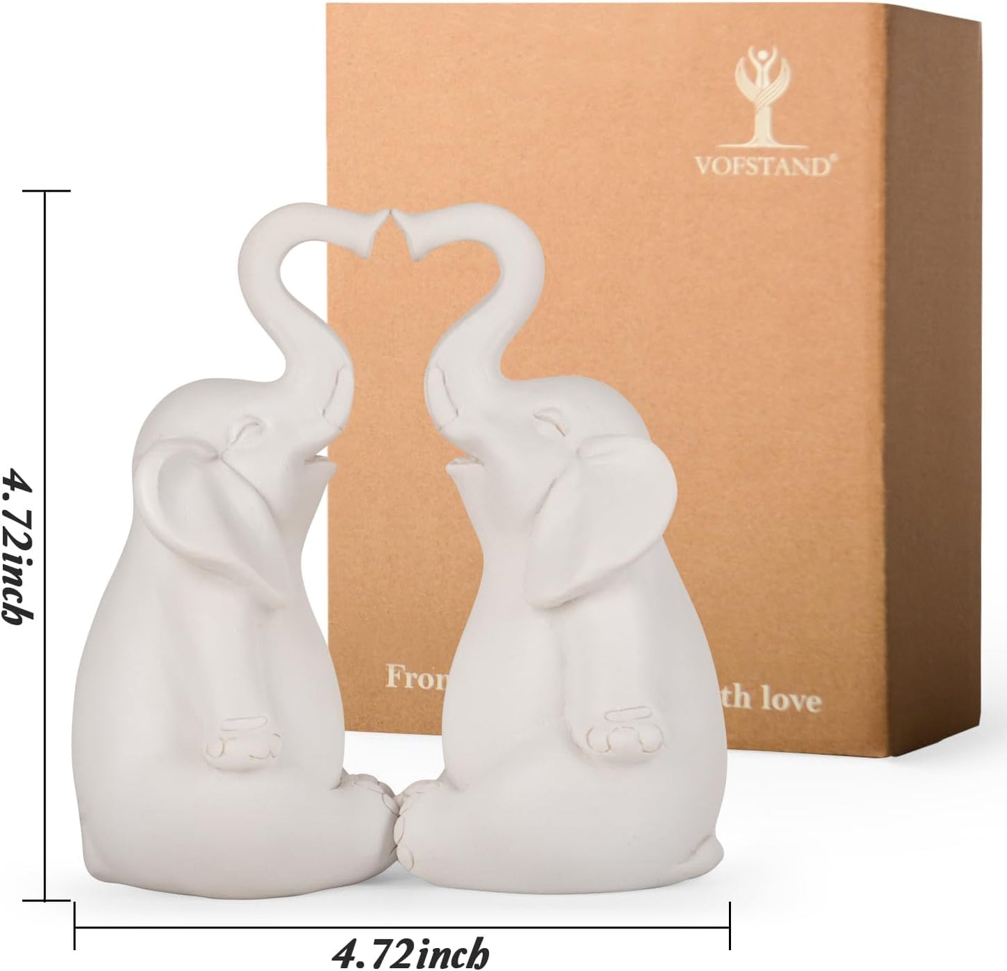 Loving Pair of Elephants - Handmade Elephant Statues - Symbolic Home Decor Figurines for Love, Luck, and Harmony, Ideal Gift for Wedding, Anniversary, Mother's Day