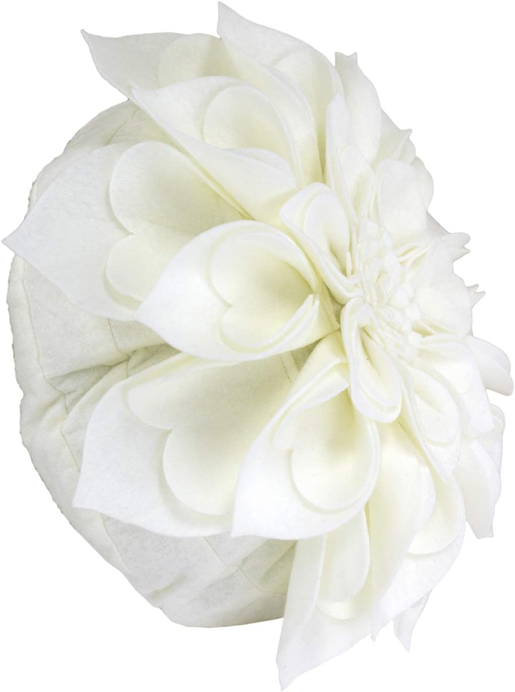 Fennco Styles Handmade 3D Heart-Shaped Petals Flower Decorative Throw Pillow Cover Only - 13" Round Ivory Floral Pillow Case for Couch, Home Décor and Holiday, Housewarming Gift