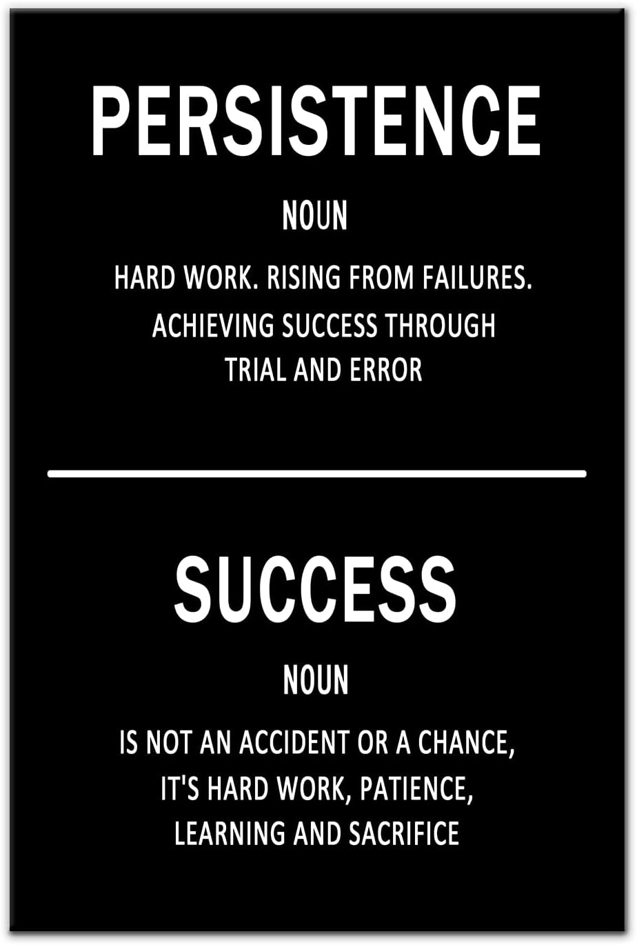 Inspirational Canvas Wall Art Office Motto Decor Quotes Success Ocean Wave Signs Painting Motivational Wall Decals for Home Office Room Decor Framed Canvas Prints Artwork [12''Wx18''H]