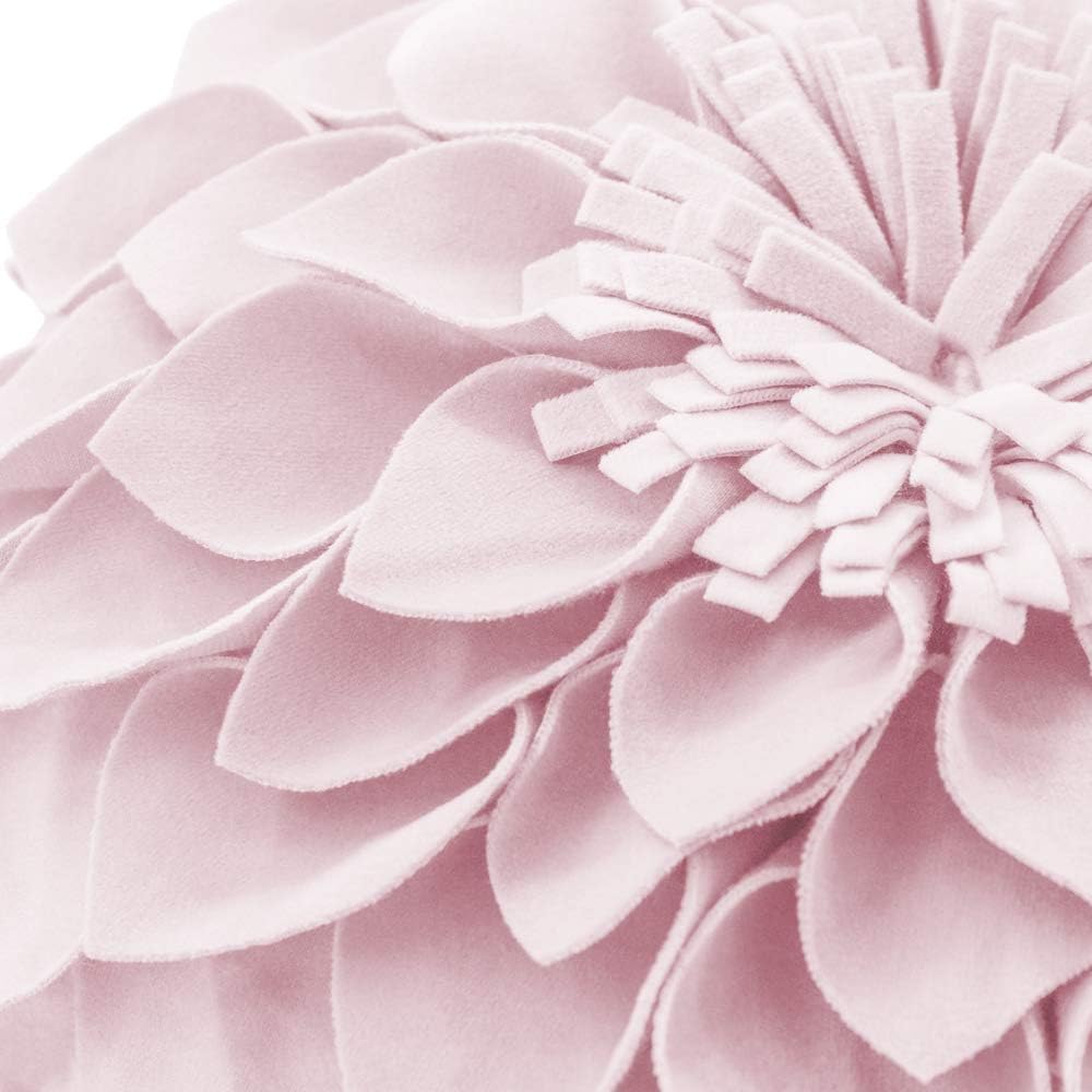 JWH 3D Flower Throw Pillow Cover Decorative Round Cushion Cover Velvet Floral Accent Pillow Case Handmade Pillowcase Bed Couch Classroom 12 Inch Pink