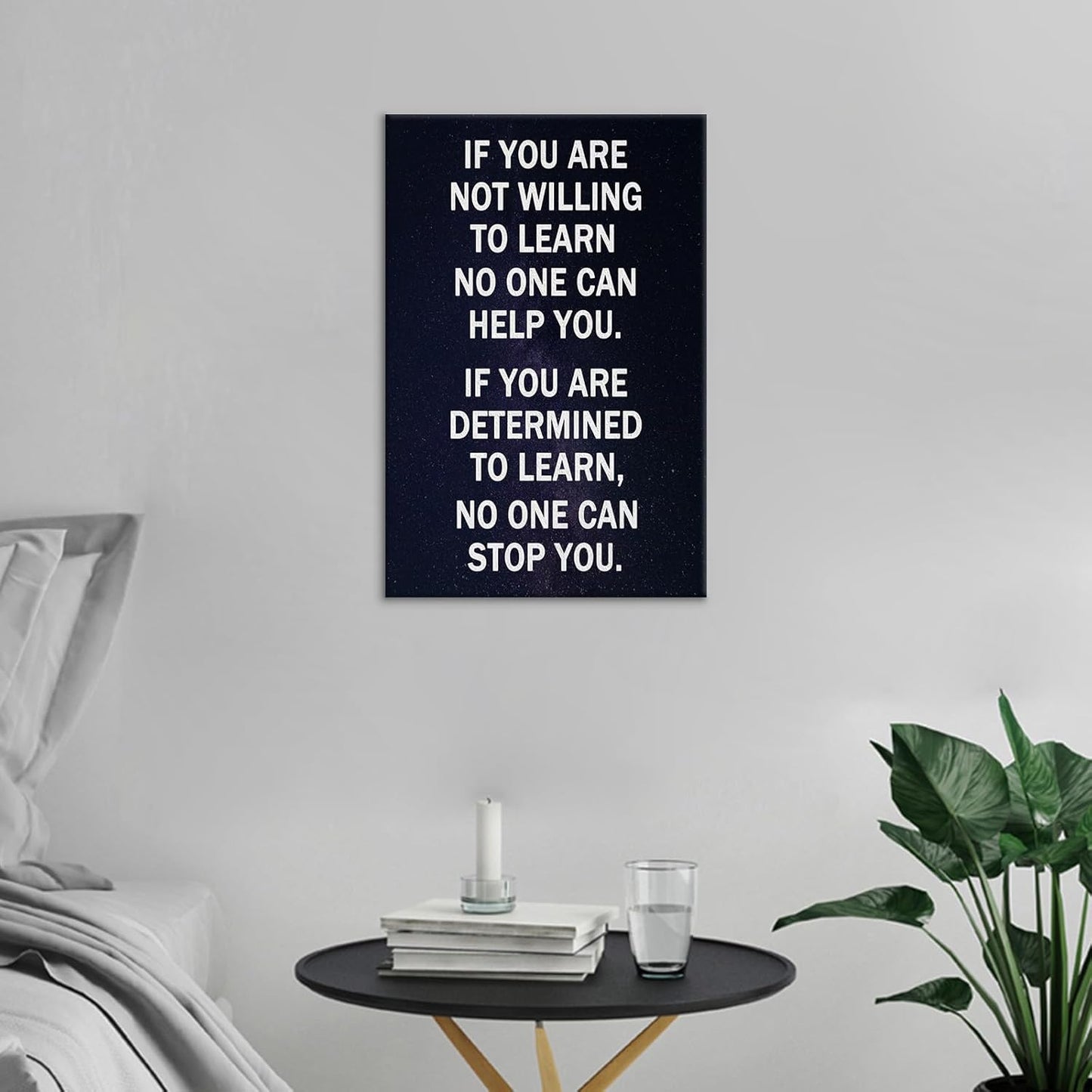 Inspirational Canvas Wall Art Determined to Learn Motivational Entrepreneur Quotes Painting Print Poster Positive Artwork for Modern Home Bedroom Study Wall Decor Picture Ready to Hang [12''W x 18''H]