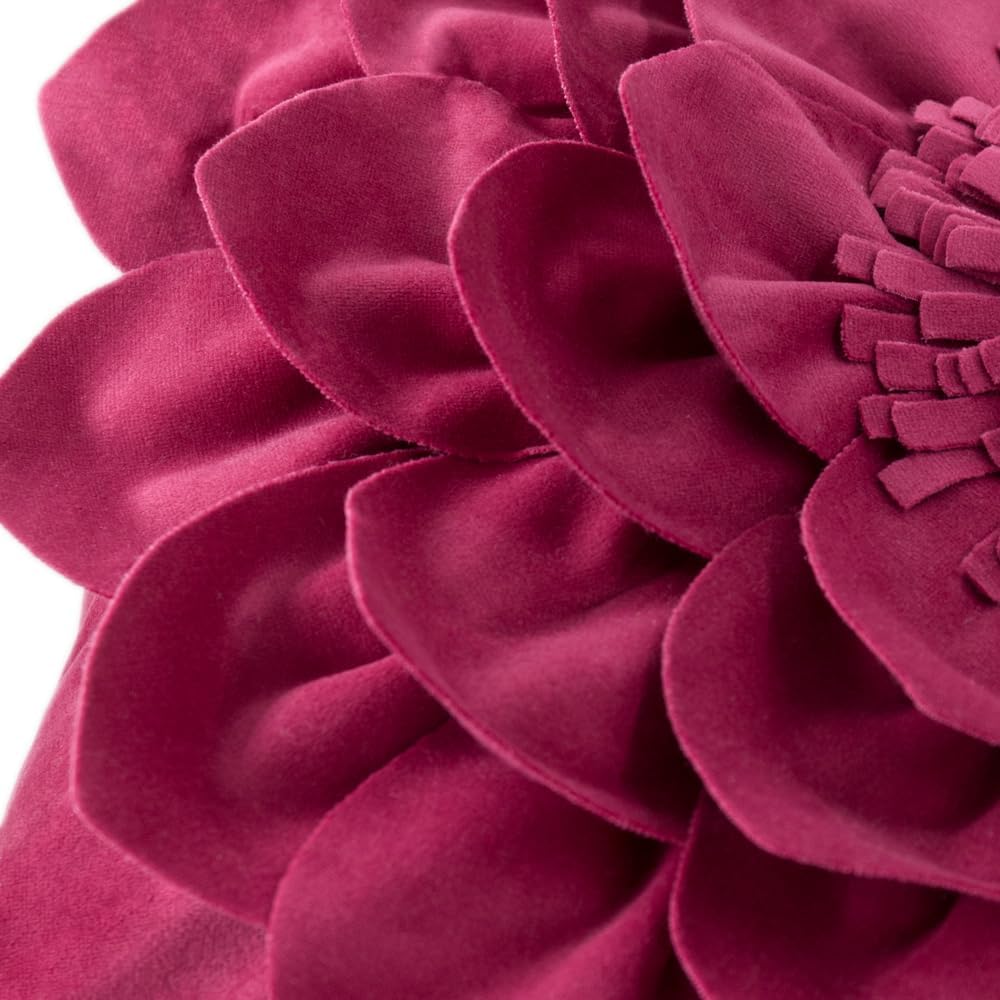 Decorative 3D Flower Throw Pillow Covers Handmade Pillowcases for Sofa Bed Home Room Decor 18 x 18 Inch Rose Red