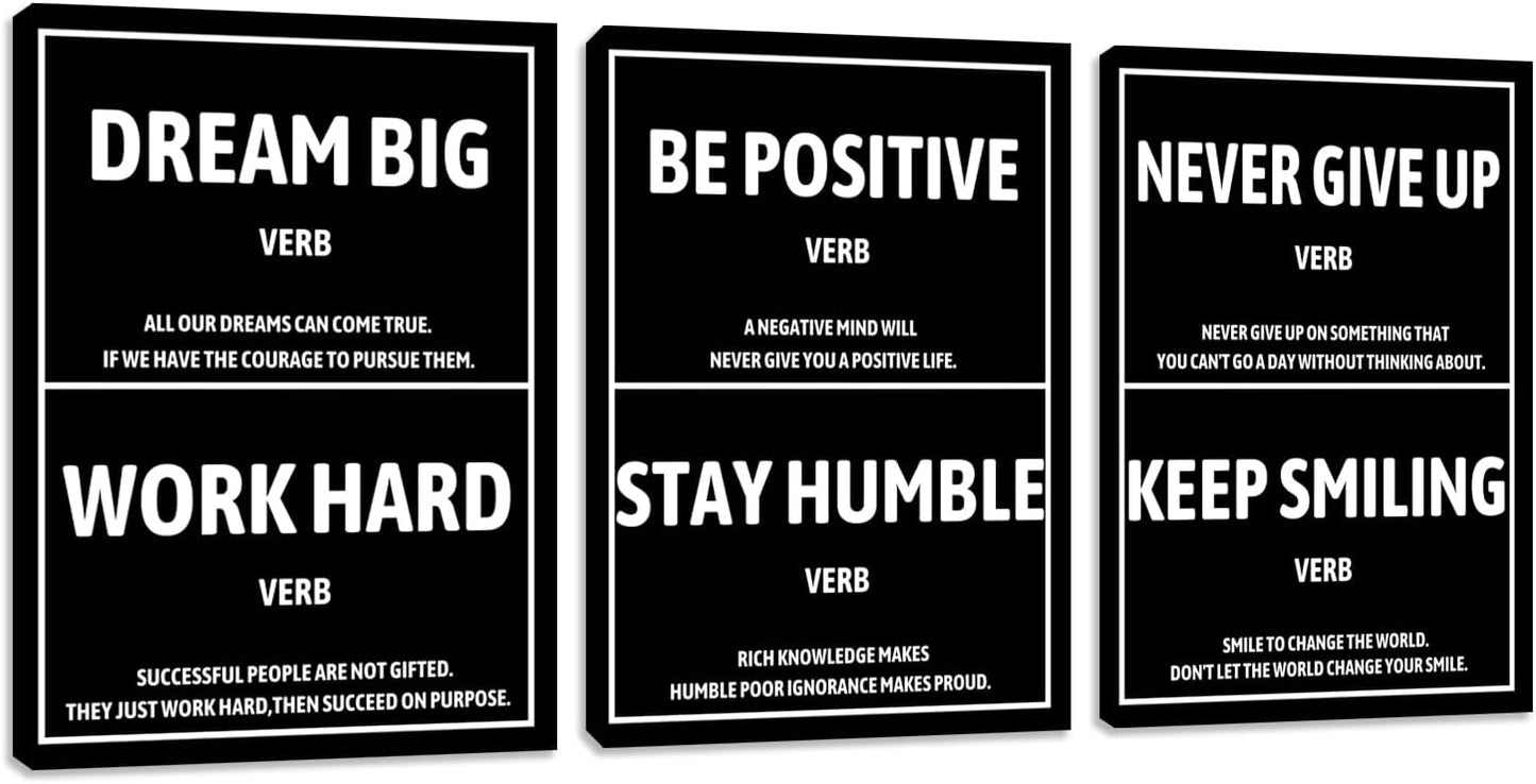 Large Canvas Wall Art Inspirational Positive Wall Art Motivational Black Quotes Poster Prints Pictures Painting for Living Room Bedroom Home Decor Office Framed Artwork Ready to Hang(72" Wx36 H)