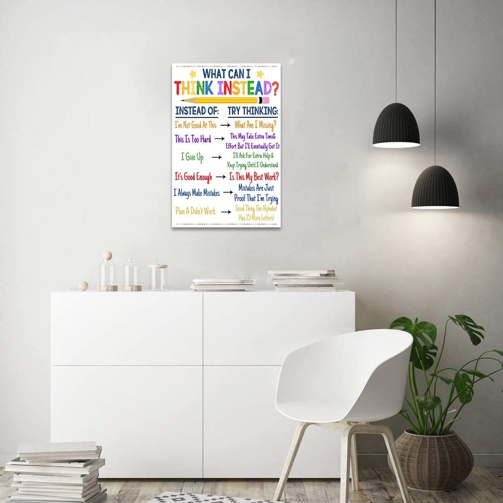 Inspirational Classroom Wall Decor What Can I Think Instead Artwork Office Counselor Poster Social Work Office Art Educational Motivational Wall Art Wooden Framed Ready to Hang-12 inch x 16 inch
