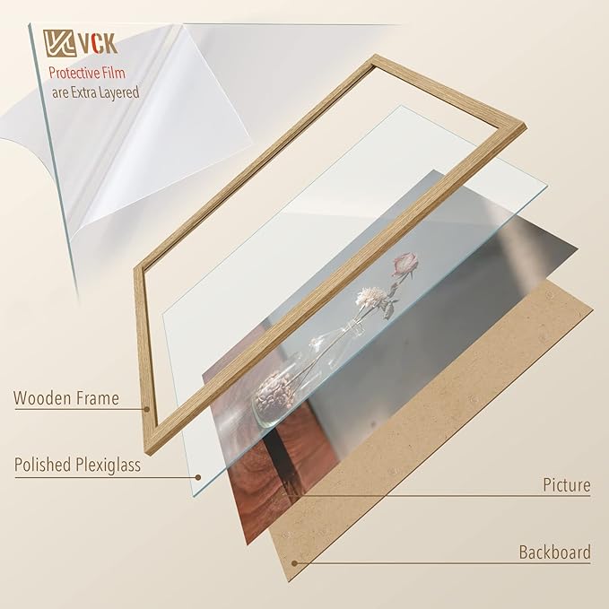VCK 20x30 Oak Wood Frame for Poster & Picture, Natural Solid Wood Photo Frames Set of 3, Wall Gallery Frame