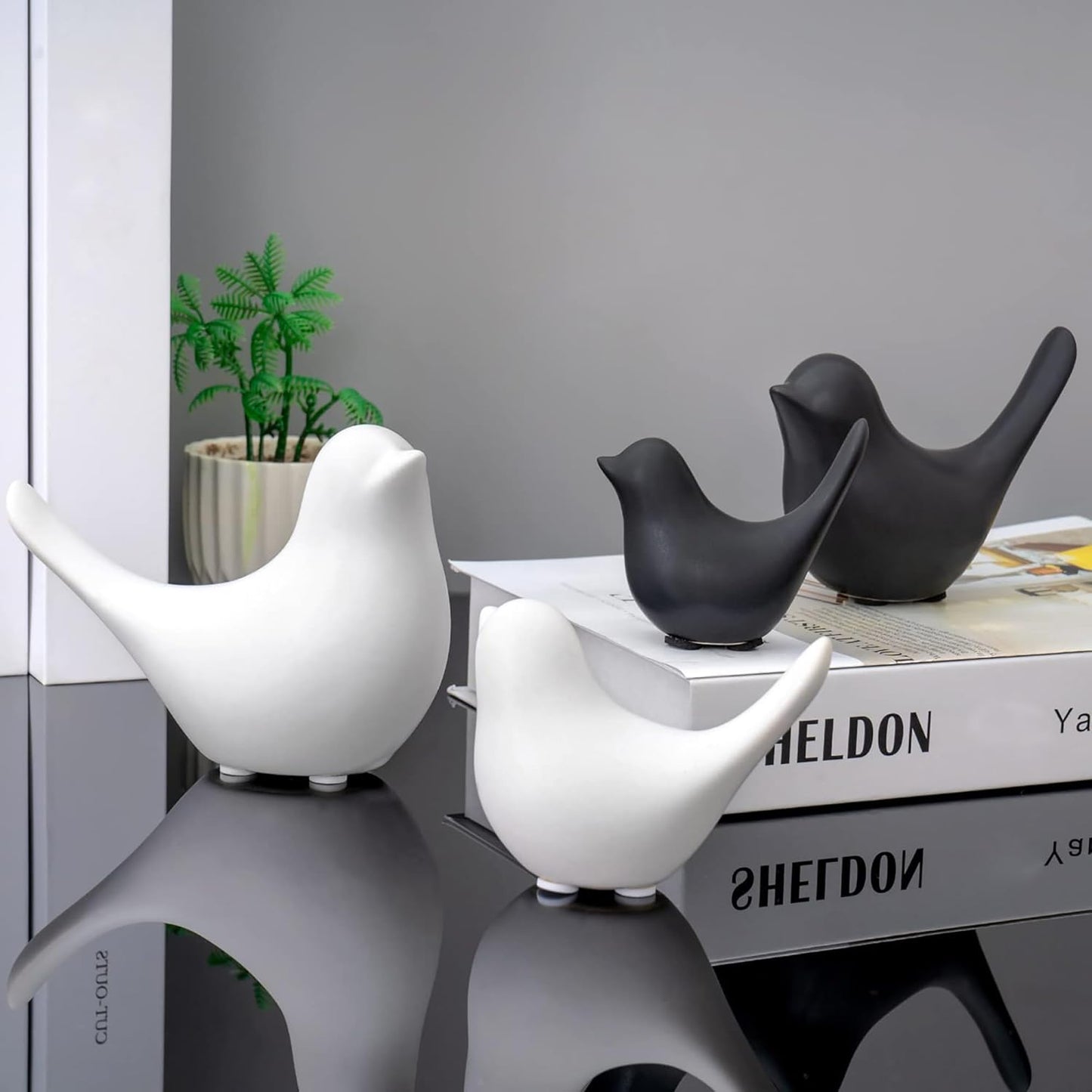 FANTESTICRYAN Small Animal Statues Home Decor Modern Style White Decorative Ornaments for Living Room, Bedroom, Office Desktop, Cabinets