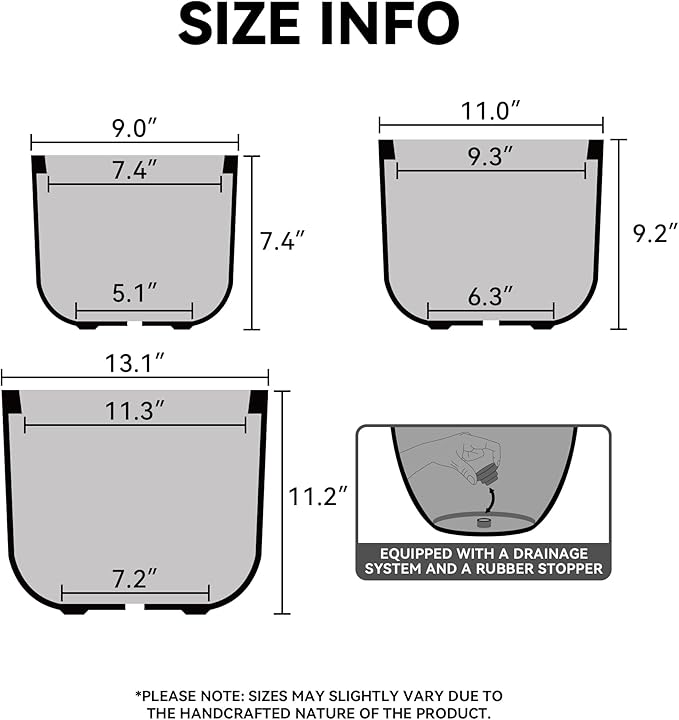 Kante Round Concrete Planter, 11 Inch Dia Classic Style Large Plant Pot with Drainage Hole for Indoor & Outdoor Plants, Ideal for Home, Patio, Garden, Weathered Concrete