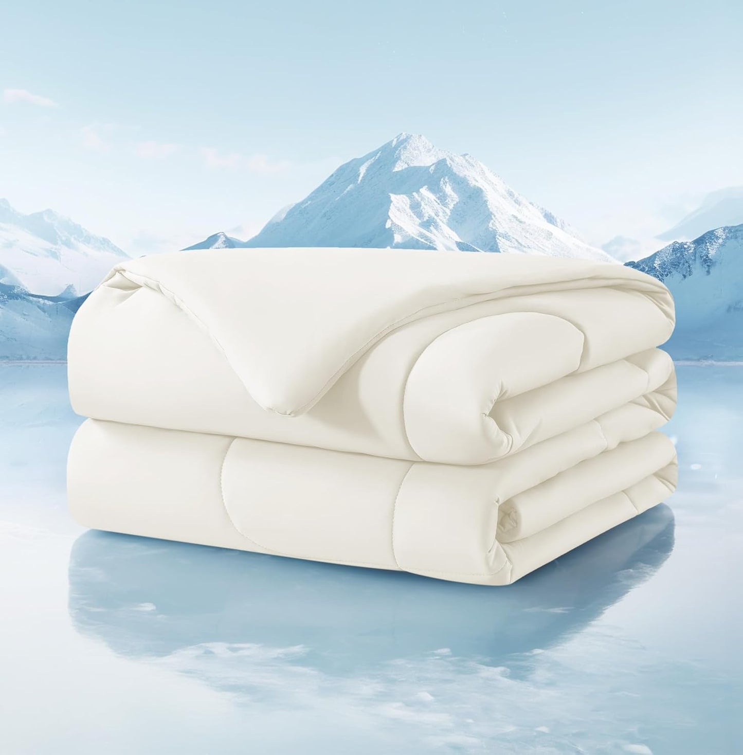 Cooling Comforter Full/Queen Size, All Season Blanket for Hot Sleepers, Lightweight Comforter for Night Sweats, Double-Sided Cooling Bedding for Bed, Sofa, Office, Camping (Beige,90"*90")