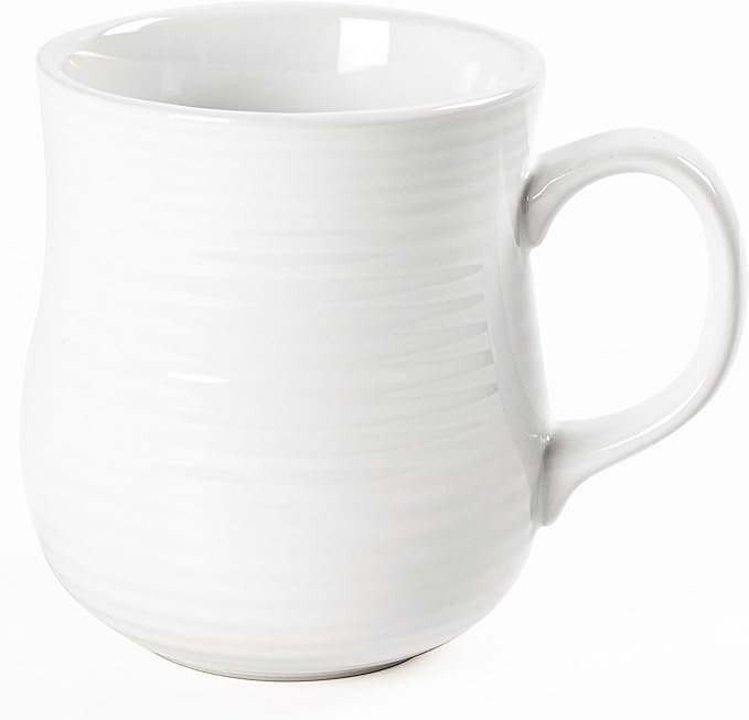 21 oz Large Ceramic Coffee Mugs, Pottery Mug Handmade, Ceramic Tea Cups with Handle for Office and Home, Dishwasher and Microwave Safe (White)