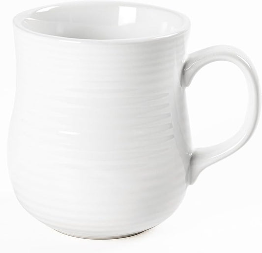 21 oz Large Ceramic Coffee Mugs, Pottery Mug Handmade, Ceramic Tea Cups with Handle for Office and Home, Dishwasher and Microwave Safe (White)