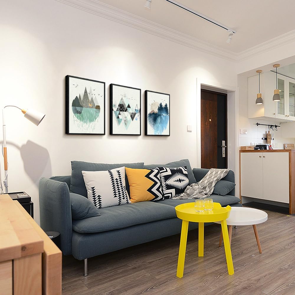 Black Framed Abstract Wall Art - Set Of 3 Piece Framed Art Prints - 16"X24" - Modern Home Decor For Living Room, Bedroom, Office Wall Decor