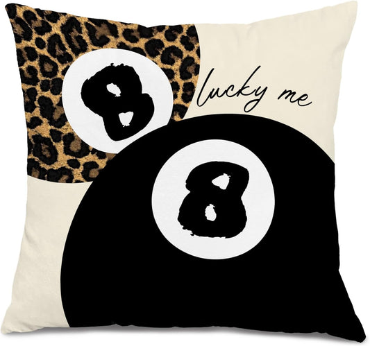 Leopard Star Lucky 8 Ball Throw Pillow Covers 18x18, Cheetah Print Room Decor, Trendy Funky Y2K Leopard Print Decorative Pillow Covers for Girls Room Dorm Apartment Home