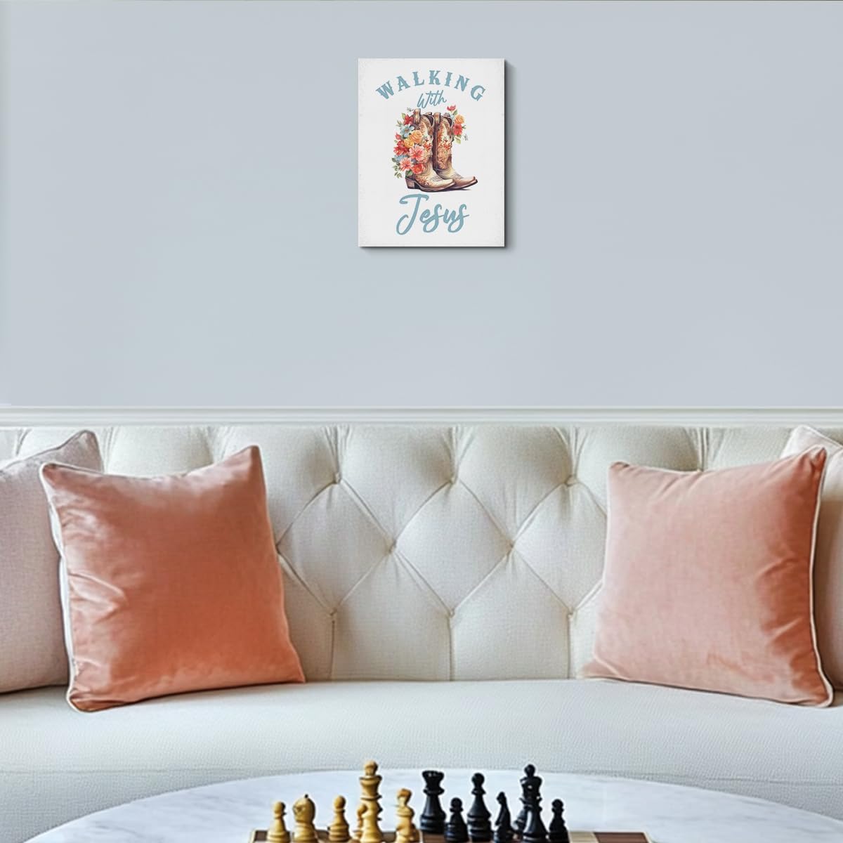 HZMLYDJ Cowgirl Christian Wall Art, Inspirational Bible Verse Strong and Courageous Jesus Wall Decor Christian Scripture Positive Quotes, Religious Bible Verse Art Decor Prints for Home Bedroom