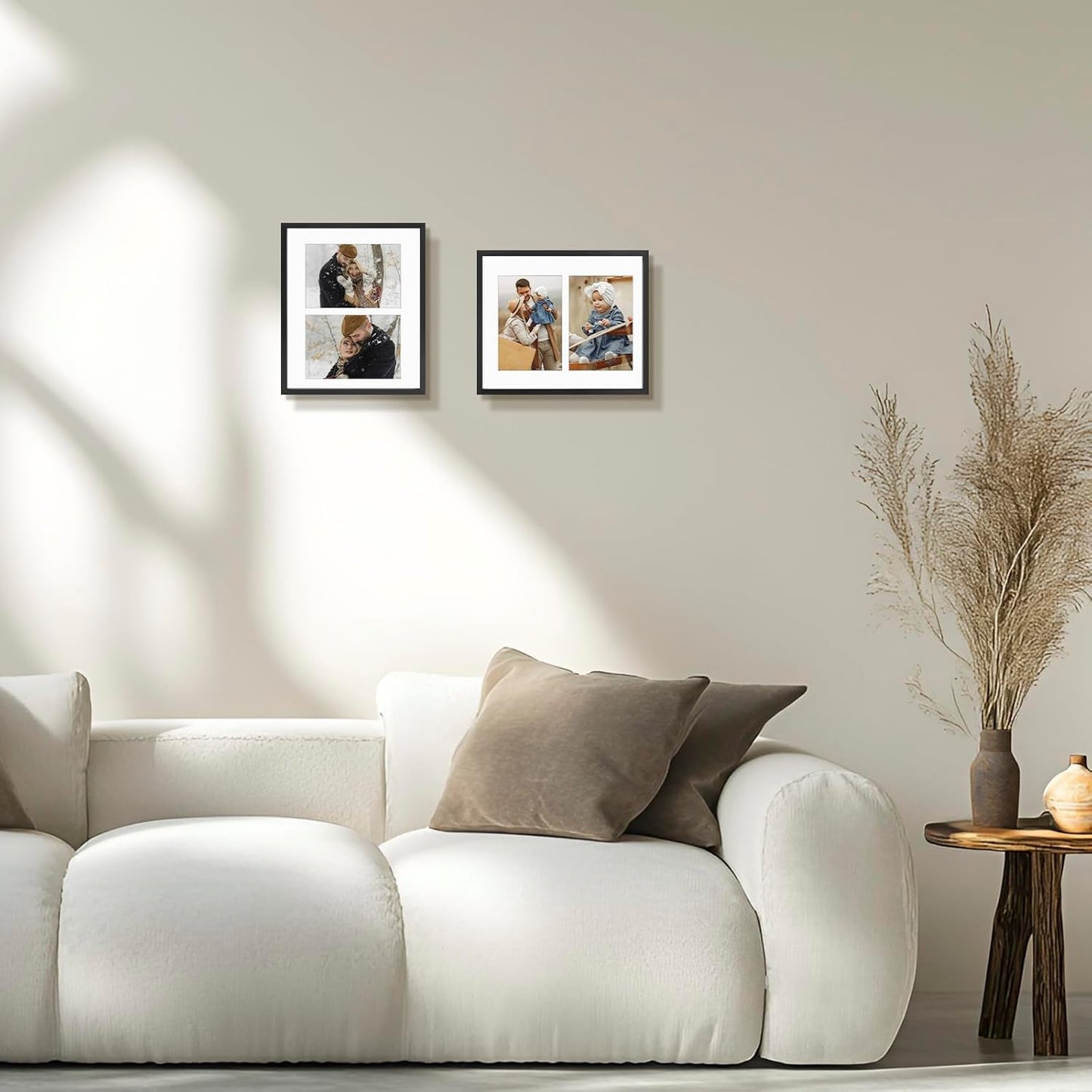 Frametory - 8x10 Aluminum Collage Picture Frame - Display 4x6 Pictures with 2 Openings Mat - Real Glass Front - With Easel Stand for Horizontal/Vertical Wall Mount - Black 1 Pack