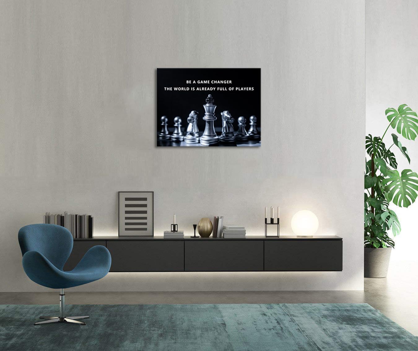 Inspirational Canvas Wall Art Motivational International Chess Poster Be A Game Changer The World Is Already Full Of Players Pictures Painting Print Artwork Office Wall Decor Framed[30″W X 40″H]
