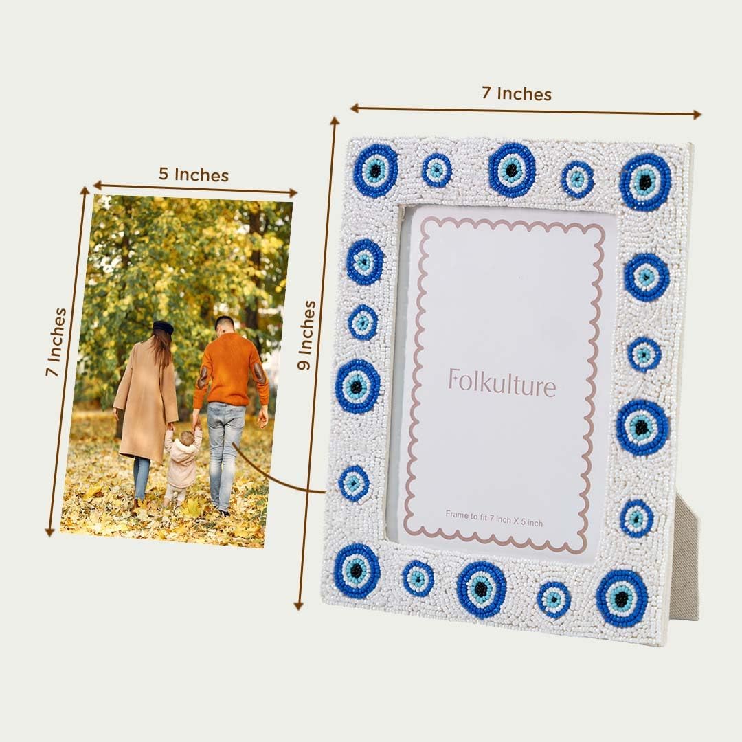 Folkulture 5x7 Picture Frames for Wall Décor, Photo Frame with Plexiglass, Vertical and Horizontal Formats Picture Frames 5x7, Wall Hanging or Tabletop Farmhouse Picture Frame