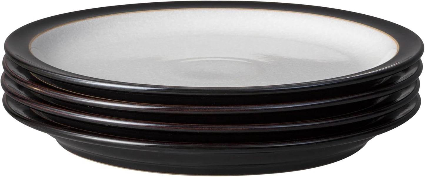 Denby - Elements Black Dinner Plates Set of 4 - Contemporary Design - Ceramic Stoneware Tableware - Dishwasher & Microwave Safe - Scratch Resistant - 10.4in Large Everyday Dinnerware Plates