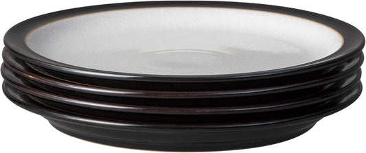 Denby - Elements Black Dinner Plates Set of 4 - Contemporary Design - Ceramic Stoneware Tableware - Dishwasher & Microwave Safe - Scratch Resistant - 10.4in Large Everyday Dinnerware Plates