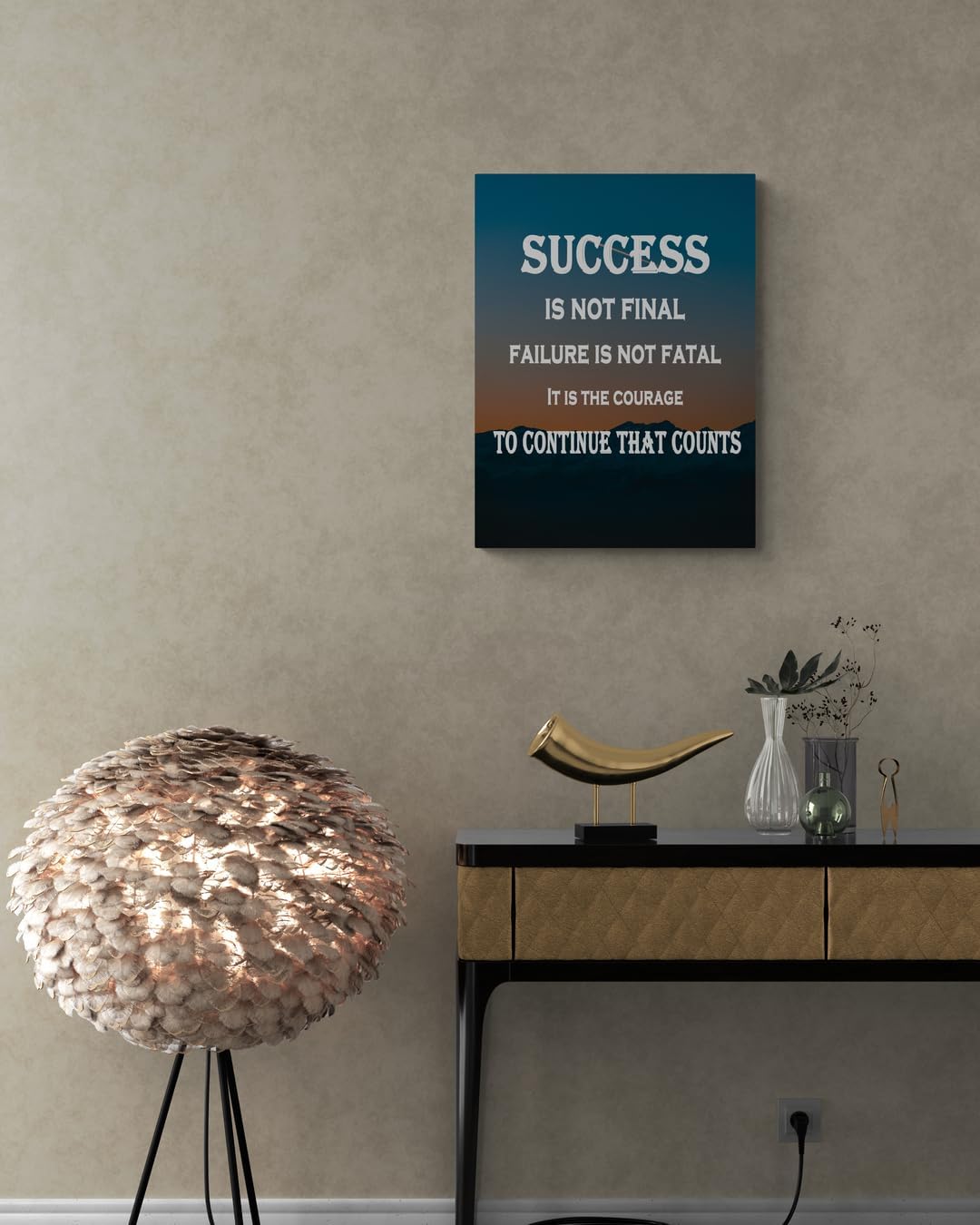 GoForArt Mountain Motivational Canvas Wall Art, Famous Quote Inspirational Prints Wall Decor, Success Is Not Final Poster for Office Living Room, Bedroom Dining Room Artwork Home Decoration 12x18in
